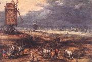 BRUEGHEL, Jan the Elder Landscape with Windmills fdg oil painting artist